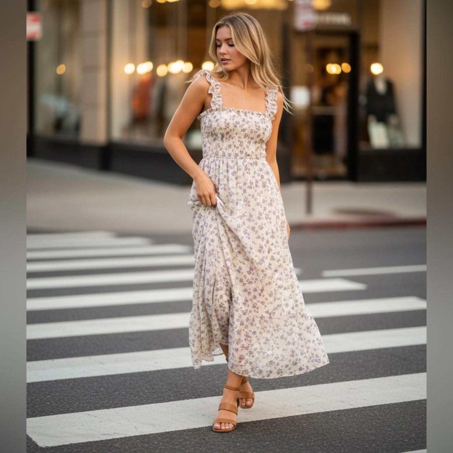 City Studio Lavender Floral Maxi Dress