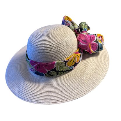 Elegant Tan Sun Hat with floral Accent
